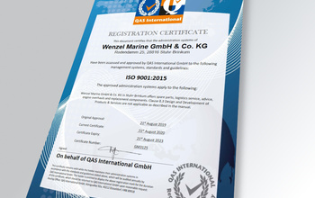 ISO-certificate - ISO 9001 standard; Wenzel Marine